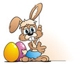 Illustration: Easter Bunny beside Board Easter Bunny beside Board