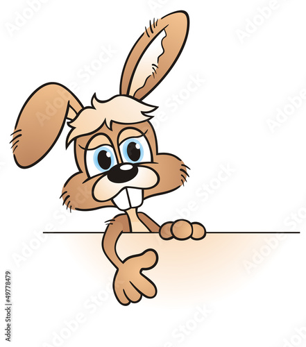 Illustration: Easter Bunny pointing on Board Easter Bunny pointing on Board