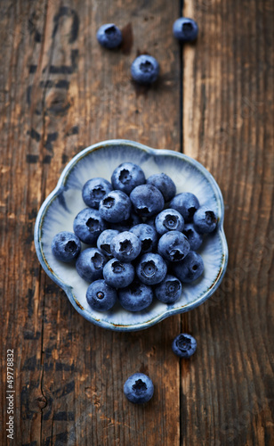 Photo: Blueberries on a small ceramic plate Blueberries on a small ceramic plate