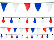 Guirlandes et fanions en bleu, blanc, rouge