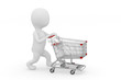 Man pushing a shopping cart empty