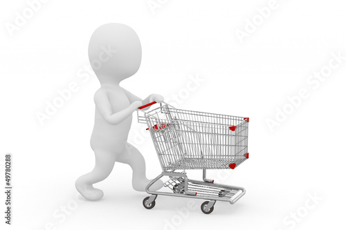 Illustration: Man pushing a shopping cart empty Man pushing a shopping cart empty