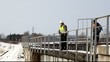 Video: Railroad workers take railway safety inspection on the bridge Railroad workers take railway safety inspection on the bridge