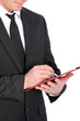 Close-up of a business man with clipboard and pen