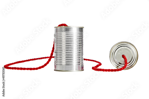 Photo: Can telephone on white Can telephone on white