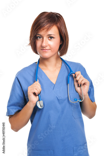 Photo: Smiling nurse isolated on white Smiling nurse isolated on white