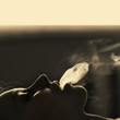 face of a beautiful girl, letting out smoke cigarettes face of a beautiful girl, letting out smoke cigarettes