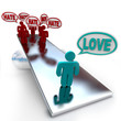 Love Beats Hate on a Balance