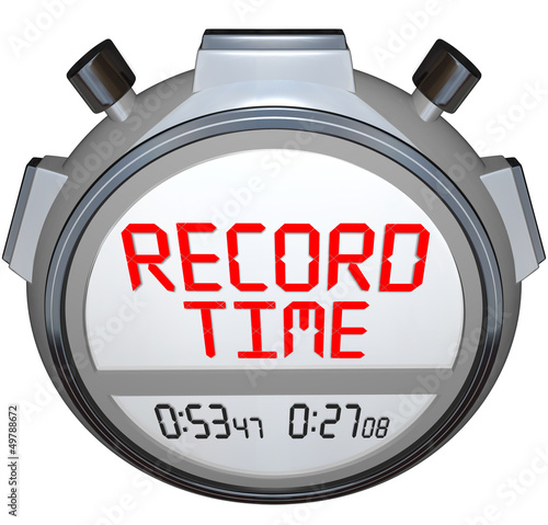 Illustration: Record Time Stopwatch Displays Best Time Ever Record Time Stopwatch Displays Best Time Ever