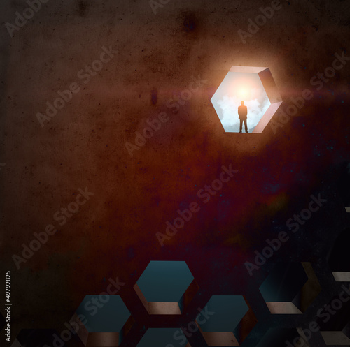 Photo: Silhouette of businessman in tunnel Silhouette of businessman in tunnel