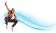 young man dancing hip hop with color lines