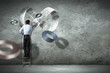 Business man drawing infinity sign