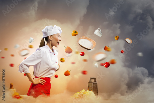 Photo: Asian female cook in anger Asian female cook in anger