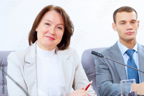 Photo: Two businesspeople at meeting Two businesspeople at meeting