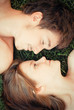Happy young couple embracing in love