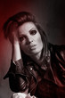 Colored black and white photo of a cool woman