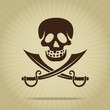 Vintage Skull with Crossed Swords Silhouette