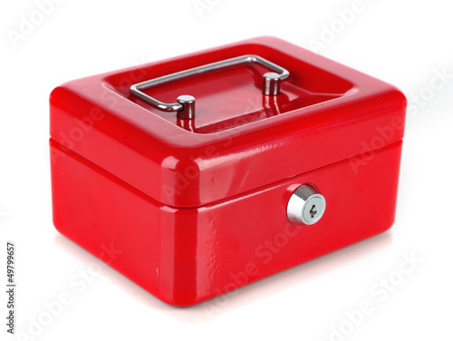 Photo: Closed red case isolated on white Closed red case isolated on white