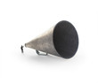Illustration: Man speaking through a vintage megaphone Man speaking through a vintage megaphone