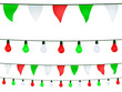 Ghirlande e bandierine in verde, bianco, rosso