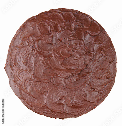 Photo: chocolate and coconut cake top view isolated on white chocolate and coconut cake top view isolated on white