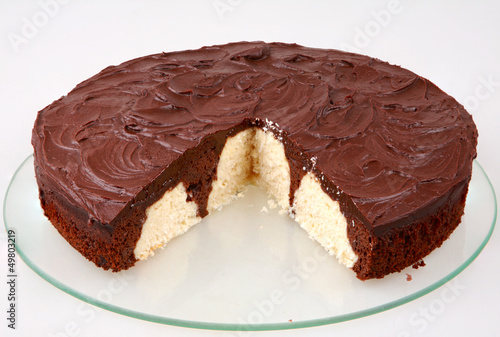 Photo: chocolate and coconut cake sliced chocolate and coconut cake sliced