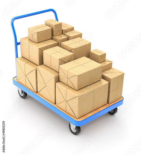 Illustration: Trolley with post packages Trolley with post packages