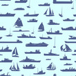 Seamless abstract cartoon background with many ships.