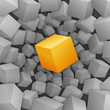 Orangener 3D-Würfel