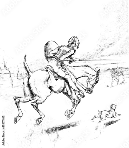 Illustration: Don Quichotte riding Rossinante Don Quichotte riding Rossinante