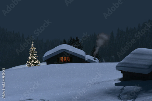 Illustration: Berghütte im Winter Berghütte im Winter