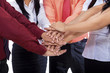 Close-up of business team join hands