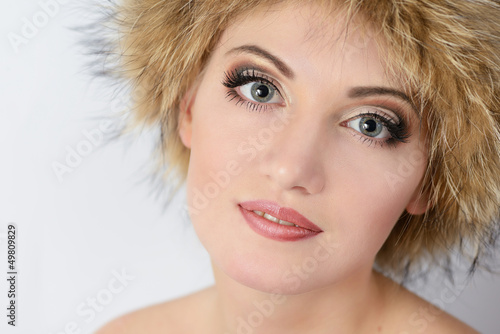 Photo: woman in fur hat woman in fur hat