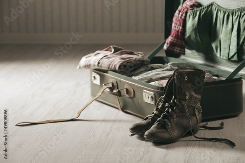 Photo: Packed Vintage Suitcase Packed Vintage Suitcase
