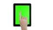Touch gestures in front of a green screen on tablet device.