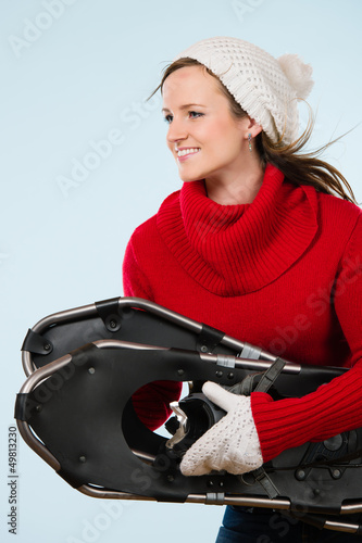 Photo: Woman and snowshoes Woman and snowshoes