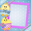 easter card with a  chicks and frame