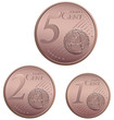 Vector set of small euro cent coins