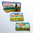 Montana, North Dakota, South Dakota retro illustrations