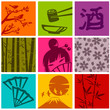 set of elements from Japanese culture