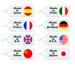 Etiquetas de compra con banderas de diferentes países
