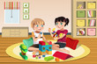 Vector: Kids playing toys Kids playing toys