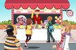 Vector: Kids buying candy Kids buying candy