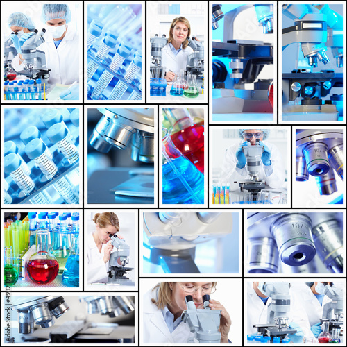 Photo: Scientific background collage. Scientific background collage.