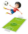 A boy kicking the ball