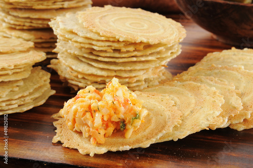 Photo: Gouda and Pimento Cheese Spread on Crackers Gouda and Pimento Cheese Spread on Crackers