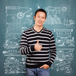 Asian Man In Striped Pullover