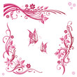 Vektor: Sommer, frame, Blätter, Laub, Ranke, pink, set Sommer, frame, Blätter, Laub, Ranke, pink, set
