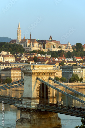 Photo: View of Buda and Chain bridge in early morning View of Buda and Chain bridge in early morning