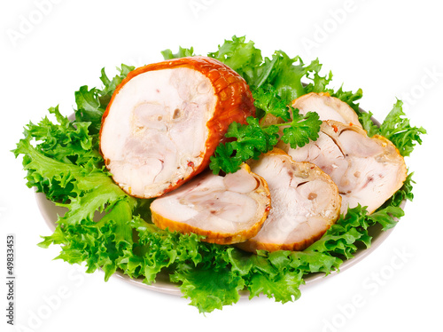 Photo: Smoked chicken roulade with salad Smoked chicken roulade with salad